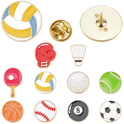 10шт. 10 стили, эмалированные значки на спортивную тематику, булавки для лацканов из сплава для одежды рюкзака, разнообразные
