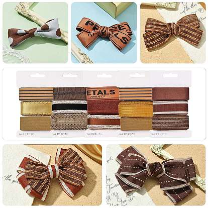 9 Yards 3 Styles Polyester Ribbon, for DIY Handmade Craft, Hair Bowknots and Gift Decoration, Caramel Color Palette