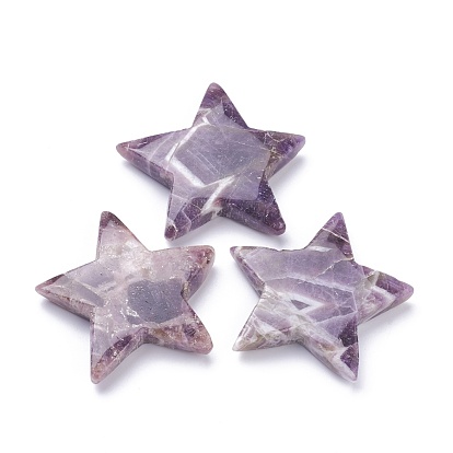Natural Amethyst Beads, for Wire Wrapped Pendants Making, No Hole/Undrilled, Star