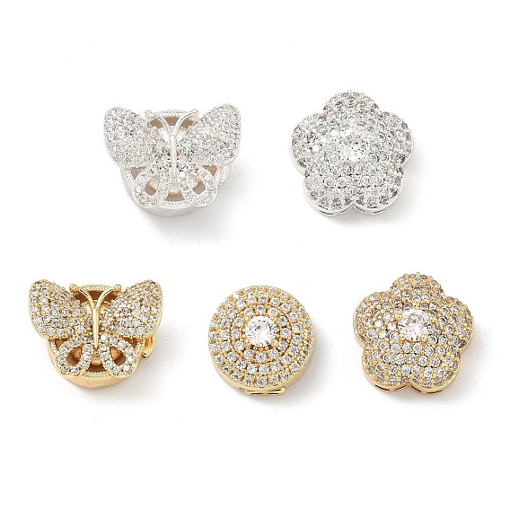 Магнитные застежки из латуни с микропейвом и прозрачным кубическим цирконием