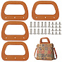 4Pcs Trapezoid Wood Bag Handles, Purse Making Accessories, with 12Pcs Iron Semi-Tublar Rivet Studs