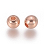 Brass Spacer Beads, Round, Plated with Light Rose Gold Color