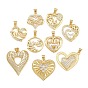 Латунные подвески с кубическим цирконием ко Дню матери, сердце прелести, без свинца и без кадмия, долговечный, стойки покрытие