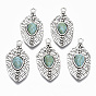 Сплавочные подвески тибетского стиля, с синтетическими бирюзовый, без кадмия и без свинца, лист