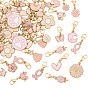 50Pcs Alloy Enamel Pendant Decorations, 304 Stainless Steel Lobster Claw Clasp Charms for Bag Ornaments