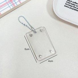 Transparent Acrylic Brick Blocks Keychain, Magnetic Suction Photo Frame Keychain with Ball Chains, Rectangle