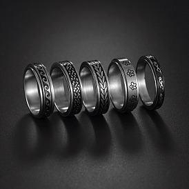 Titanium Steel Rotating Spinner Fidget Band Rings for Anxiety Stress Relief