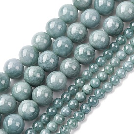 Нити бусин из натурального голубого нефрита, круглые