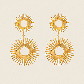 Винтажные 304 серьги-гвоздики из нержавеющей стали, двойное солнце