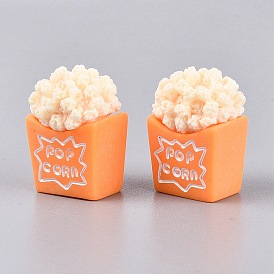 Spray Painted Opaque Resin Cabochons, Imitation Food, Popcorn