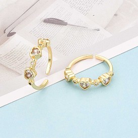 Манжеты из латуни с микро паве кубический цирконий для женщин, сердце