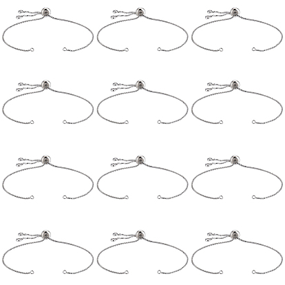 32 piezas de fabricación de pulseras deslizantes de latón ajustables con revestimiento en rack, con circonita, larga duración plateado, sin plomo y el cadmio, apto para encantos de conector