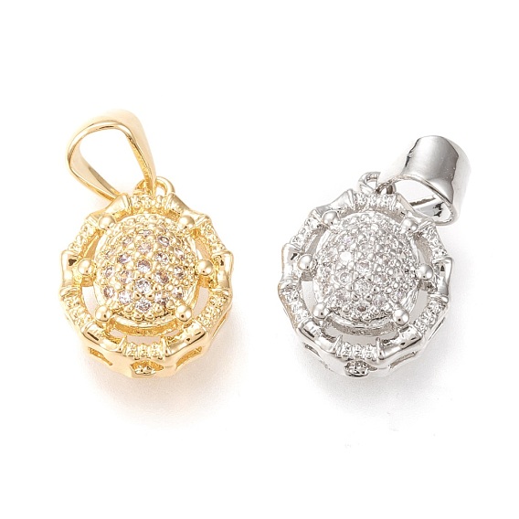Латунные микропаве прозрачные подвески с фианитом, долговечный, овальные
