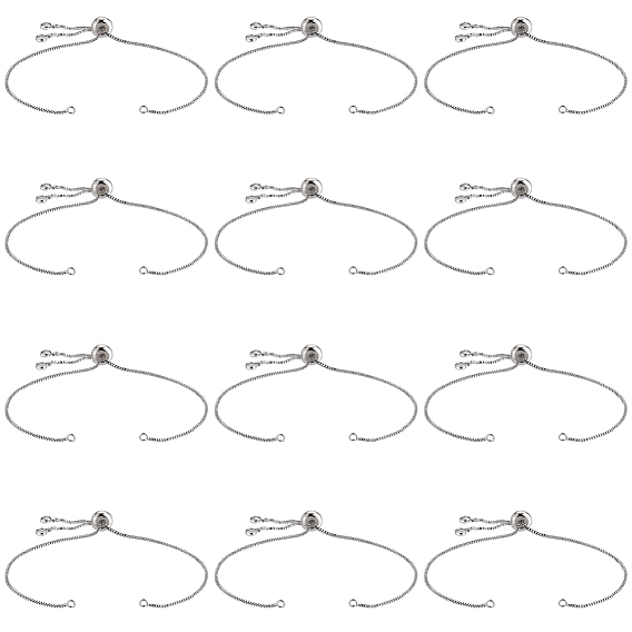 32Pcs Rack Plating Adjustable Brass Slider Bracelet Making, with Cubic Zirconia, Long-Lasting Plated, Lead Free & Cadmium Free, Fit for Connector Charms