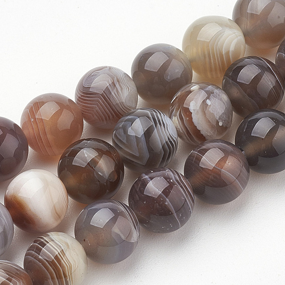 Природные Ботсвана агат бисер нитей, окрашенные, круглые