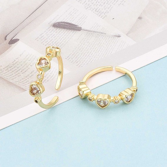 Манжеты из латуни с микро паве кубический цирконий для женщин, сердце