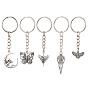 Tibetan Style Alloy Pendant Keychains, with Iron Split Key Rings