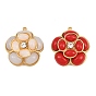304 Stainless Steel Pendants, with Opaque Acrylic & Crystal Rhinestone, Flower Charms, Golden