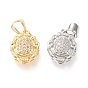 Латунные микропаве прозрачные подвески с фианитом, долговечный, овальные