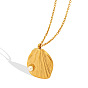 Simple freshwater pearl shell fan-shaped necklace women's titanium steel plated with 18K gold does not fade P914