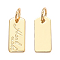 20Pcs Brass Postcard Charms, Long-Lasting Plated, with Jump Ring, Card Type with Word Hand Made
