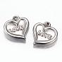 201 Stainless Steel Charms, Heart with Word Love, Valentine's Day