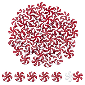 60шт пластиковые бусины, рождественские конфетные украшения, плоский круглый с леденцом