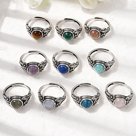 Кольца из натурального драгоценного камня, медные кольца, античное серебро