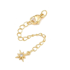 Латунные микрофибриллы с концами из кубического циркония и цепочкой, звезда, застежка из нержавеющей стали