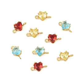 Подвески-сердечки с кубическим цирконием из латуни, без кадмия, без никеля и без свинца, реальный 18 k позолоченный