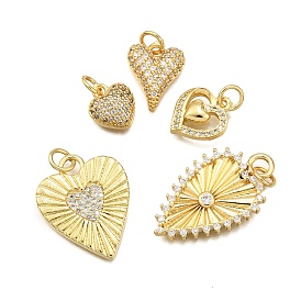 Латунные микро проложить кубического циркония подвески, сердце, стойки покрытие, долговечный, без свинца и без кадмия, с целью перехода в кольце