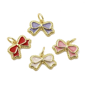Латунь эмаль подвески, бантом прелести, стойки покрытие, долговечный, без кадмия и без свинца, реальный 18 k позолоченный, с соединительным кольцом и блестящей пудрой