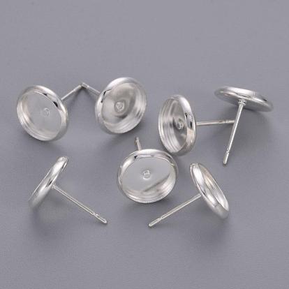 Brass Stud Earring Settings, 10mm, Tray: 8mm, Pin: 0.5mm thick