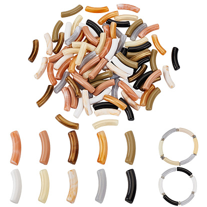 100 шт 10 стили непрозрачные акриловые бусины, изогнутая трубка