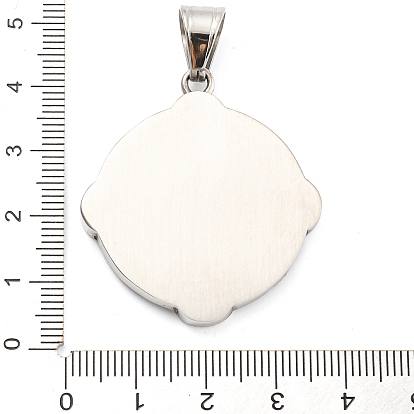 316L Surgical Stainless Steel Pendants, Flat Round with Viking Runes & Tree & Valknut Charm