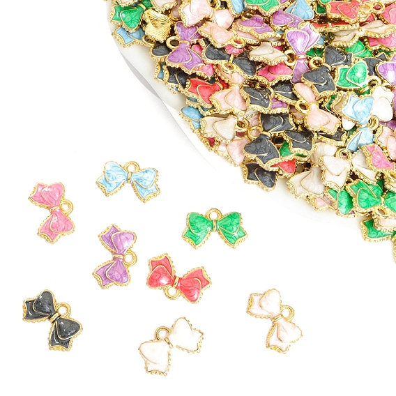 Подвески из эмали и сплава, очарование бантом, золотые