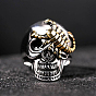 Two Tone 316L Surgical Stainless Steel Skull with Scorpion Finger Ring, Gothic Punk Jewelry for Men Women