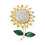 Броши из сплава подсолнечника со стразами для одежды рюкзака, с эмалью