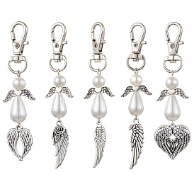 Angel & Wing Alloy Pendant Decoration, Swivel Lobster Claw Clasps for Bag Ornaments