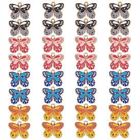 32Pcs 4 Colors Alloy Enamel Pendants, Cadmium Free & Nickel Free & Lead Free, Light Gold, Butterfly