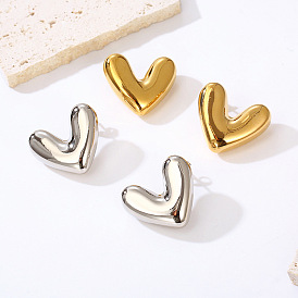 Stainless Steel Stud Earrings, Heart