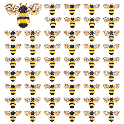 60шт. кабошоны из эмалевого сплава, со стразами, Пчелы