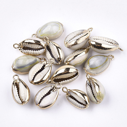 Cowrie Shell Pendants, with Brass Findings