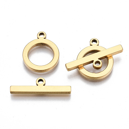 201 Stainless Steel Toggle Clasps, Nickel Free, Ring