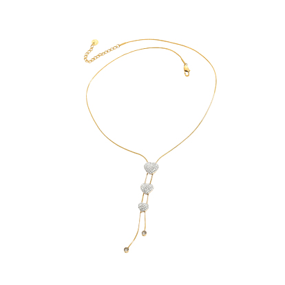 304 Ожерелья в форме буквы Y из нержавеющей стали с сердечком для женщин, просто и изысканно, ионное покрытие (ip), долговечный