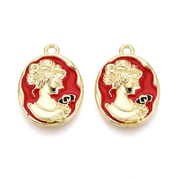 Стойки обшивки сплава эмали подвески, овал и женщина, без кадмия и без свинца, золотой свет