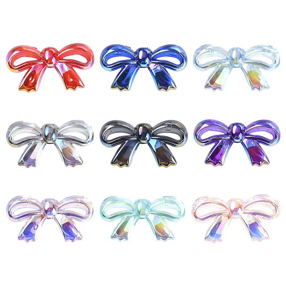 27шт 9 цвета прозрачные акриловые бусины с УФ-покрытием, радужный, бантом