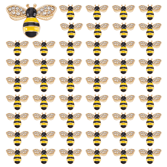 60шт. кабошоны из эмалевого сплава, со стразами, Пчелы