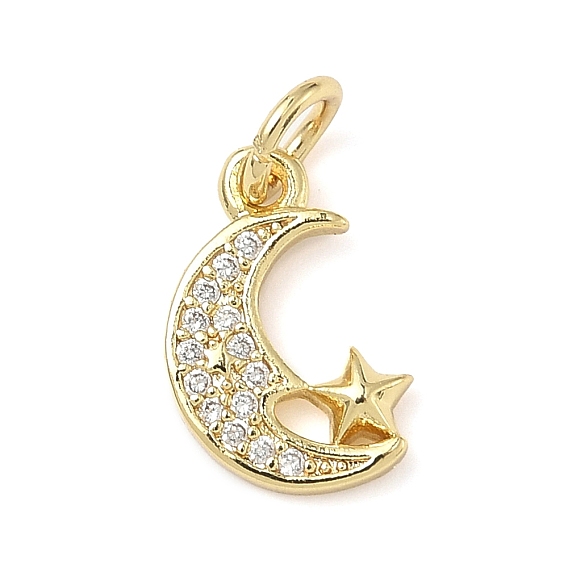 Латунные микро проложить кубического циркония подвески, без кадмия и без свинца, луна со звездными чарами, с целью перехода в кольце