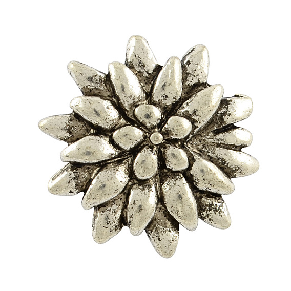 Tibetan Style Alloy Edelweiss Sewing Shank Buttons, Cadmium Free & Lead Free